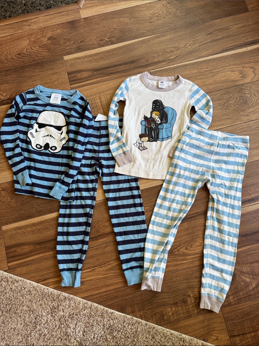 Very good Hanna Andersson Blue and Navy Striped Star Wars Pajama Set - 2 Sets